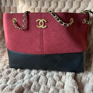 Burgundy and Black Quilted Women's Bag